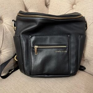 Mini Fawn Design Black Backpack with Gold Details